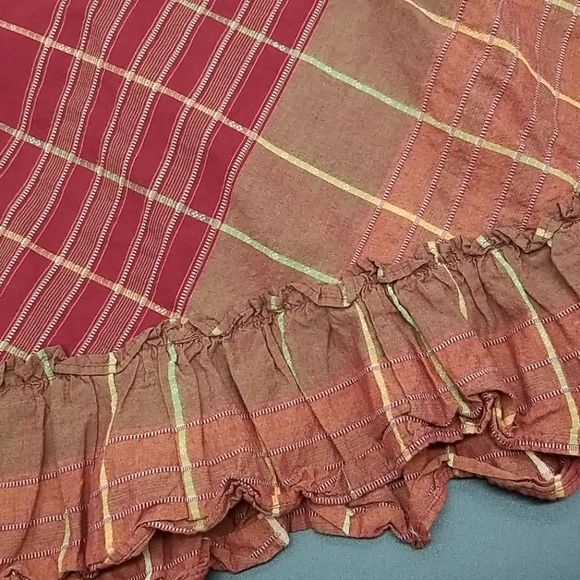 Apt. 9 Size 10 Red, Orange and Brown Plaid Adjustable Straps Midi Dress - Picture 6 of 8